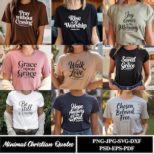 minimalistic christian svg bundle | 12 bible verse designs | white & black imprints | faith shirt sign art | bible verse svg png bundle