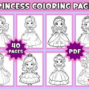 Princess Coloring Sheets, Princess Coloring Pages For Kids, Coloring book for girls, Princess Coloring Book, baby shower games, cute color