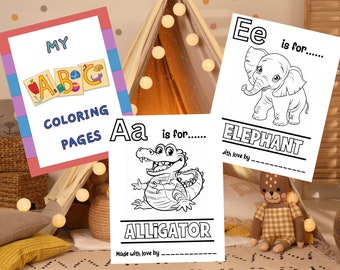 Libro para colorear del abecedario: Actividad para baby shower (PDF)