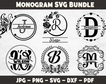 Family name monogram, monogram svg bundle, monogram alphabet svg, wedding monogram logo, svg monogram fonts, wreath monogram, Monogram SVG