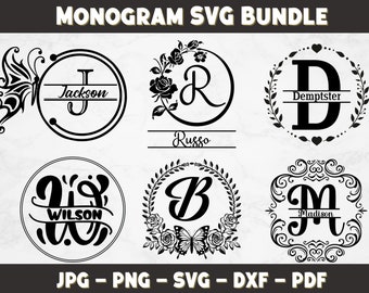 Family Name Monogram SVG Bundle: Wedding Logo Fonts (Digital Download)