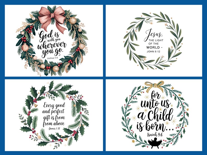 Faith Wreath Bundle for Christmas, Christian Clipart, Bible Verse Ornaments image 4