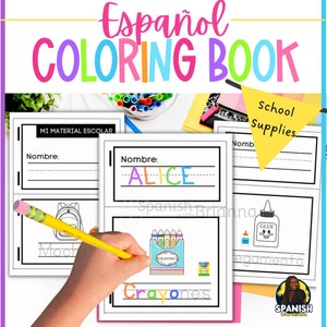 Spanish coloring, back to school activities, kids coloring pages, kids printable activities, watercolor, homeschool activities, bilingual