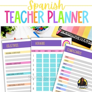 Master Classroom Planner Spanisch Español Zweisprachig Lehrer Planer 2022 - 2023 Lehrer Agenda Lehrer Segelflugzeug und Notenbuch Spanisch To Do