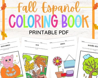 Spanish Coloring Pages Busy Book Halloween Coloring Book Thanksgiving Digital Workbook Fall Themed Spanish Learning Spooky Season Kids Game