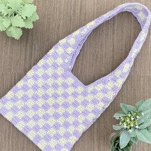 Checkered Crochet Shoulder Bag