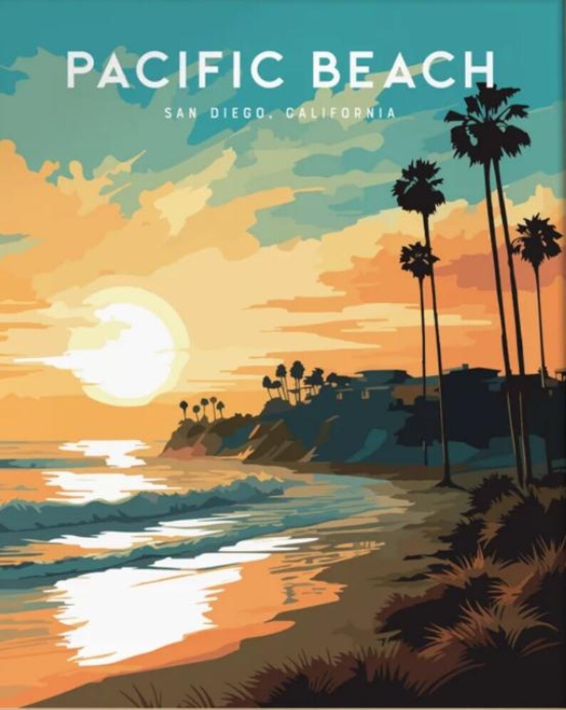 Pacific Beach San Diego Surfing Wall Art - Old Man Tourmaline Poster ...