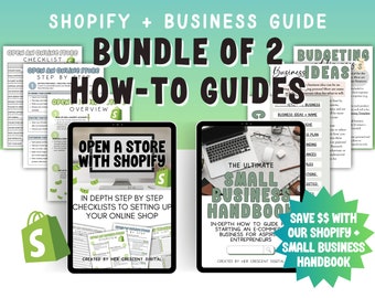 Bundle of 2 Guides, Opening a Shopify Store How-to Guide, Small Business How-to Guide, Starting a Small Business, Starting an Online Shop