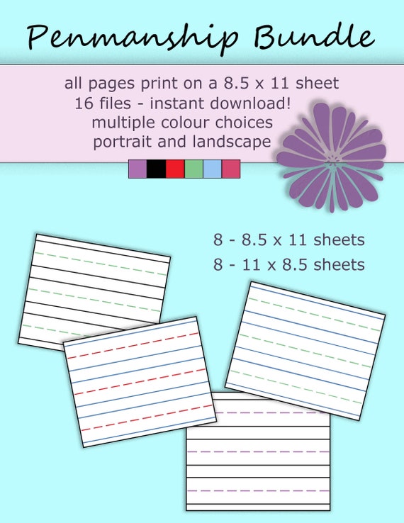 Blank Penmanship Writing Sheets / Handwriting Pages / Practice - Etsy