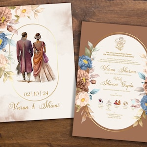 Convite de casamento hindu, casamento indiano, casamento gujrati, cartão de recepção, convite Ganesh Pooja, sinal de boas-vindas, sinal de casamento