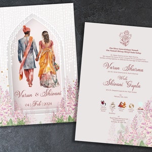 Indiase bruiloft uitnodiging, hindoe bruiloft, Gujrati bruiloft, receptie kaart, Ganesh Pooja uitnodigen, welkomstbord, bewaar deze datum