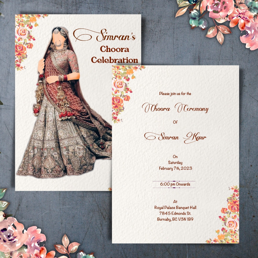 Sikh Wedding Card, Anand Karaj, Printed Wedding Cards, Punjabi Wedding