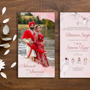 Gepersonaliseerd met foto Sikh bruiloft uitnodigingen, Anand Karaj, receptie, pad, verloving, Mehndi, Haldi en Choora uitnodigingen