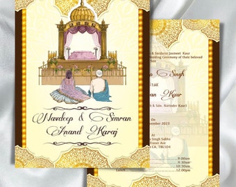 Modern Sikh Wedding Card Includes Anand Karaj Reception - Etsy Canada