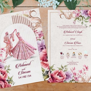 Sikh Wedding Card, Anand Karaj, Punjabi Wedding, Wedding Invitation Cards, Indian Wedding, Anand Karaj Cards, Welcome Sign, Wedding Sign