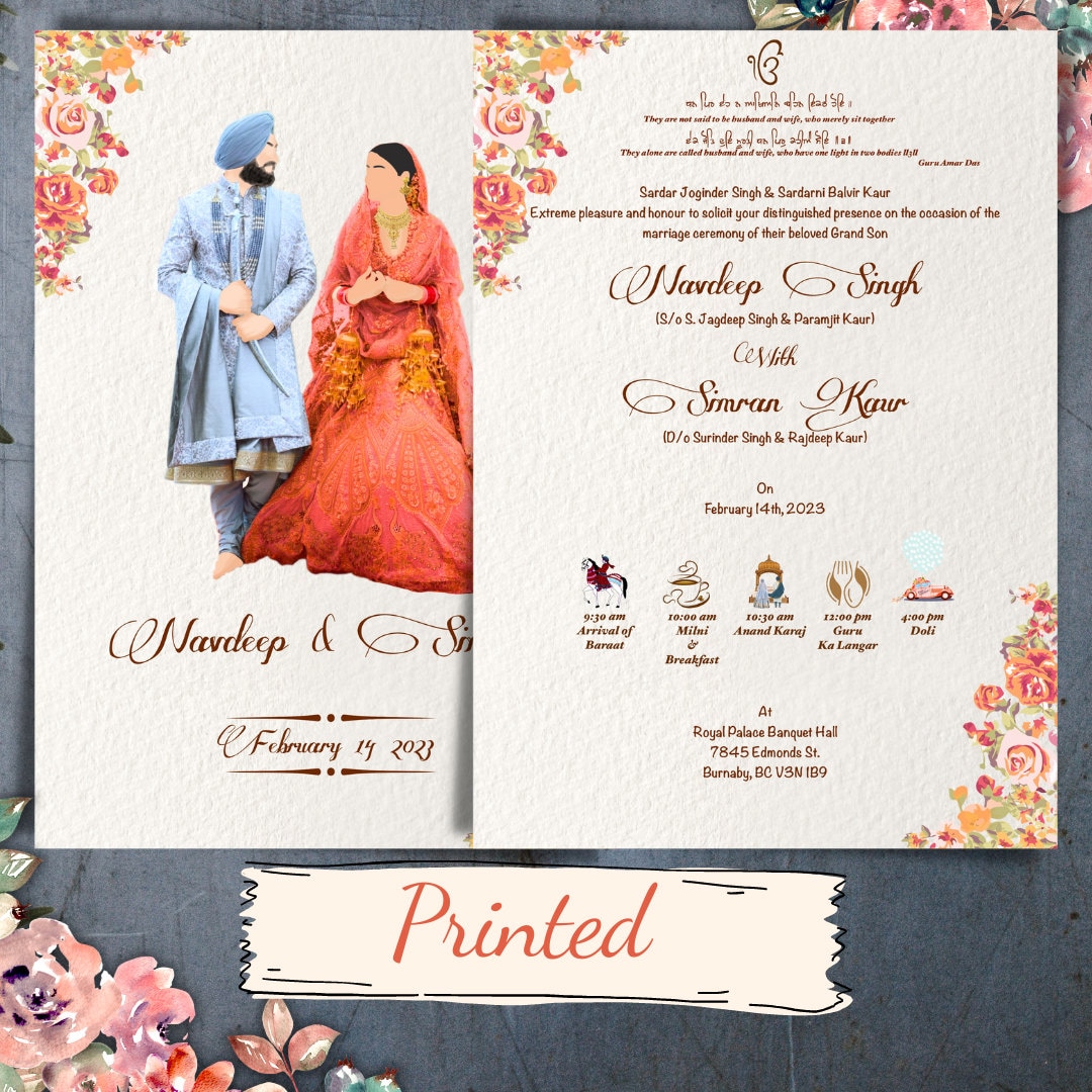 Anand Karaj Sikh Wedding Card: Printed Invitation - Etsy, image size:1080x1080