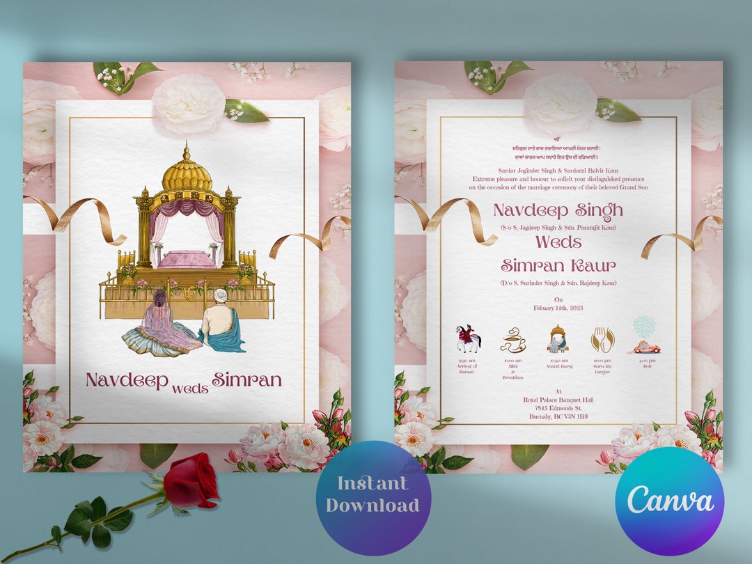 Anand Karaj Card: Sikh Wedding Invitation (digital Wedding Invite) - Etsy, image size:1080x810