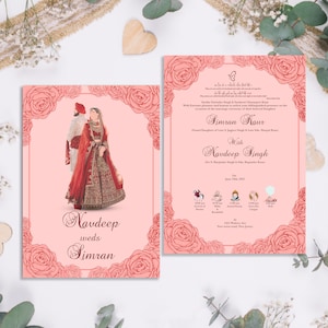 Anand Karaj uitnodiging, Sikh bruiloft, Punjabi bruiloft, bruiloft details, Indiase bruiloft, welkomst teken, bruiloft teken, minimalistische trouwkaarten