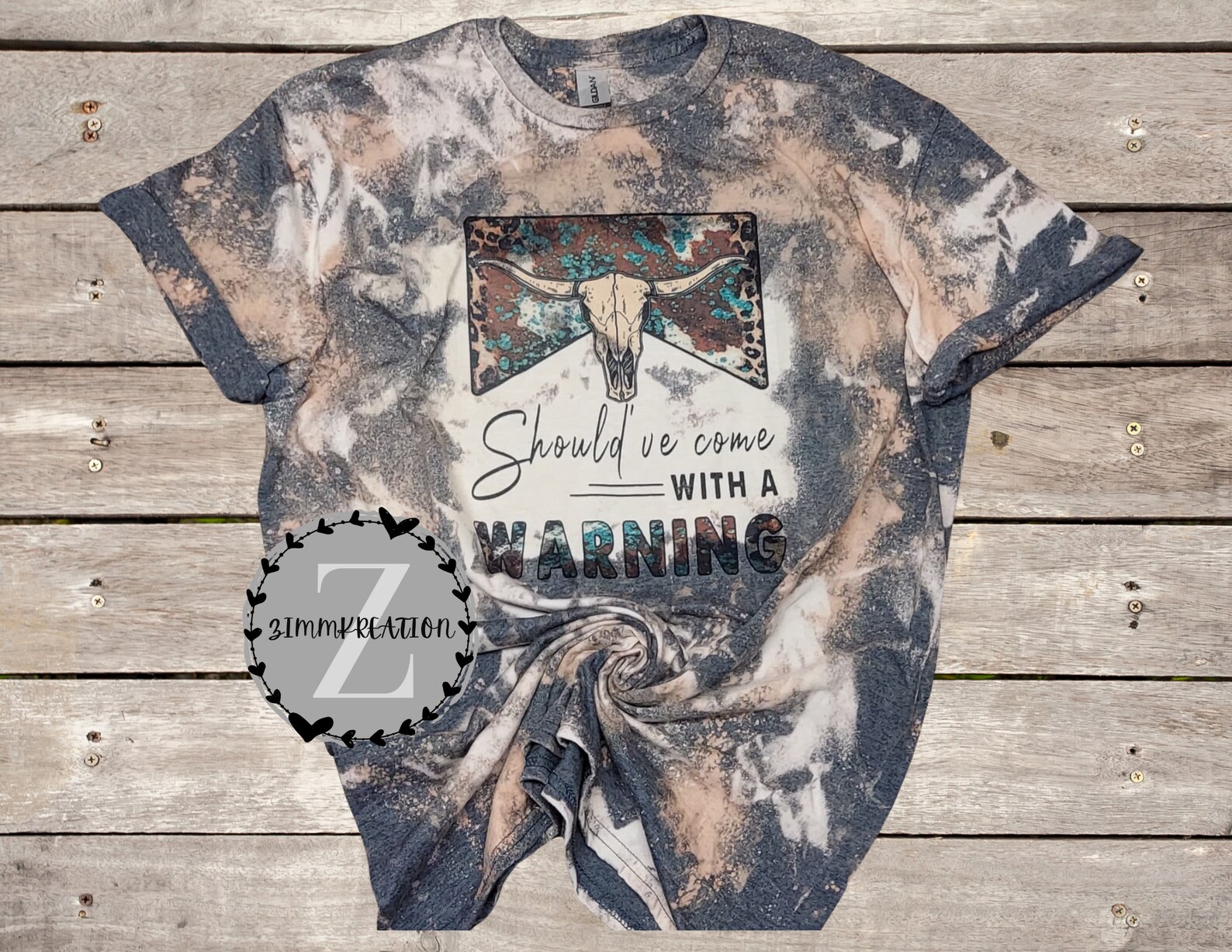 Cowhide Bleached Tee Should've Come With A Warning Etsy