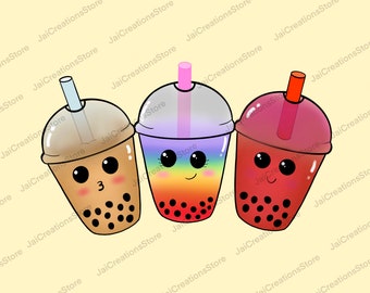 Boba png bundle/ Rainbow Boba/ Boba design/ Cricut design/ Bubble Tea png/ Boba  Tea png/ Bubble Tea/ Tumbler design/Boba Milk Tea