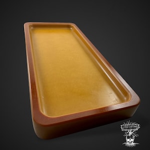 Bandeja de valet vintage de micarta con color caramelo