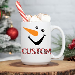 Custom Chocolate Mug, Snowman Face Gift for Large Groups, Funny Co-Worker Mug, Hot Cocoa Name Mug, Snowman Mug, Best Friends, Large Soup