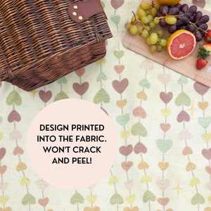 Picnic Blanket Waterproof Washable, Outdoor Beach Picnic Mat w Strap, Retro Watercolor Hearts Camping Blanket, Large Gift for Her Boho Throw