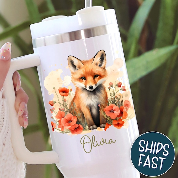 Fox Tumbler Personalized Cottagecore Fox Cups Fox Mugs Fox Lover Coffee Mug Fox Lovers Gift Red Fox Tumbler Custom Fox Travel Mug Forestcore