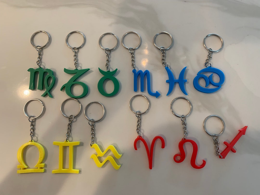 3D Printed Zodiac Sign Keychains Etsy