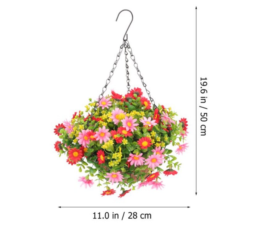 Dyna-Living Artificial Hanging Flower Hanging Basket Silk Garland Flower Rose 