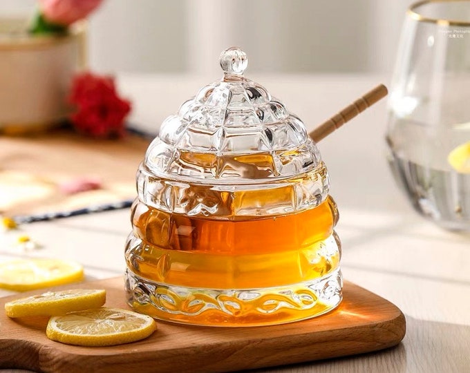 Crystal Honey Jar and Dippers Set Handmade Beehive Honey Jar Etsy