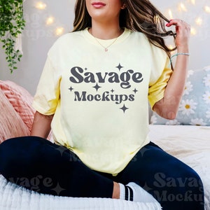 Banana Comfort Colors 1717 Mockup | C1717 Shirt Mockup | Model Mockup | Yellow Shirt Mockup | Trendy Mockup | Lifestyle Aesthetic Mockup