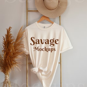 Comfort Colors Ivory Mockup | C1717 Mockup | Boho Shirt Mockup | Hanging Shirt Mockup | Ivory Shirt Mockup | Unisex Shirt Mockup