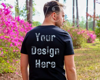Back of Shirt Black 3001 Mockup | Outdoor Mockup | Mens T-shirt Mockup | Black Shirt Mockup | Bella Canvas 3001 Mockup | Unisex Shirt Mockup
