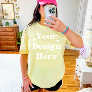 Banana Comfort Colors 1717 Mockup | C1717 Shirt Mockup | Model Mockup | Banana 1717 Mockup | Trendy Aesthetic Mockup | Selfie Mockup