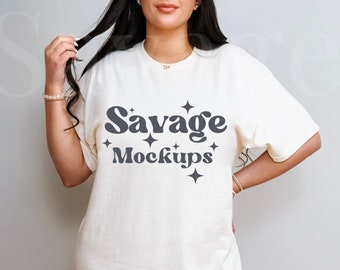 Natural Gildan 5000 Mockup | Natural Gildan 5000 Shirt | Trendy Mockup | Model Mockup | Minimalist Mockup | Gildan Natural TShirt Mockup