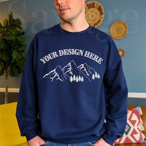 Gildan 18000 Navy Mockup | Mens Sweatshirt Mockup | Navy Sweatshirt Mockup | Male Model Mockup | Crewneck Sweatshirt Mockup