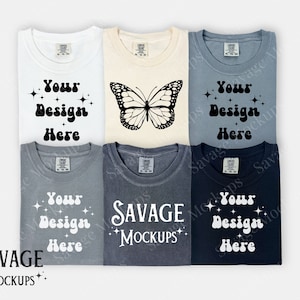 Gray Comfort Colors Group Mockup | Multiple Shirt Mockup  | C1717 Group Shirt Mockup | Pepper Mockup | Flat Lay Mockup | Shirt Mockup