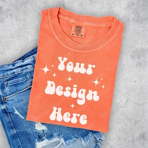 Melon Comfort Colors Mockup | Melon 1717 Mockup | Folded Shirt Mockup | Flat Lay Mockup | Shirt Mockup | Unisex Shirt Mockup
