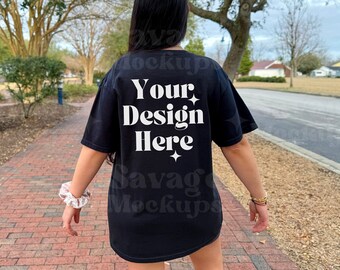 Comfort Colors 1717 Black Back Mockup | Comfort Colors Mockup | Back of Shirt Mockup | Lifestyle Mockup | Black Shirt Mockup