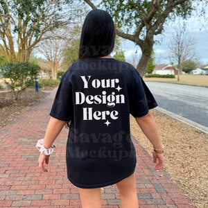 Comfort Colors 1717 Black Back Mockup | Comfort Colors Mockup | Back of Shirt Mockup | Lifestyle Mockup | Black Shirt Mockup