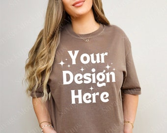 Maqueta de espresso Comfort Colors / Maqueta de camisa C1717 / Maqueta de modelo / Maqueta de camisa marrón / Maqueta de camisa unisex