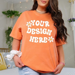 Comfort Colors Mockup in Melon | Melon Comfort Colors Shirt Mockup | 1717 Shirt Mockup | Trendy Shirt Mockup | Preppy Shirt Mockup