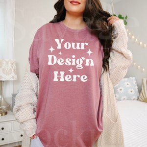 Heather Mauve Bella Canvas 3001 Mockup | Bella Canvas Mockup | Cute Cozy Aesthetic | Trendy Mockup | Heather Mauve Tshirt Mockup