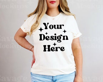 Natural Bella Canvas 3001 Mockup | Bella Canvas Mockup | Natural Bella Canvas Tshirt | Natural shirt Mockup | Model Mockup