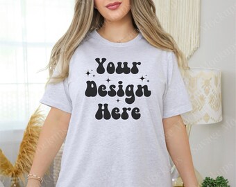 Ash Bella Canvas 3001 Mockup | Bella Canvas Mockup | Ash Bella Canvas Tshirt | Trendiges Mockup | Modell Mockup