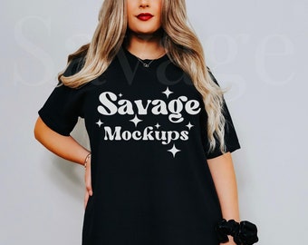 Black Comfort Colors 1717 Mockup  | Comfort Colors Shirt | Model Mockup | Black Shirt Mockup | Trendy Mockup | Unisex Shirt Mockup