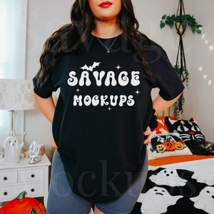 Black Comfort Colors Halloween Mockup | Black 1717 Mockup | Trendy Halloween Mockup | Halloween Mockup | Black Shirt Mockup