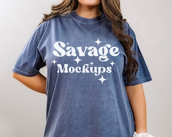 Denim Comfort Colors 1717 Mockup | C1717 Shirt Mockup | Model Mockup | Denim Shirt Mockup | Minimalist Mockup | Unisex Shirt Mockup