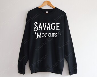 Gildan 18000 Black Mockup | Sweatshirt Mockup | Black Sweatshirt Mockup | Tshirt Mockup | Flat Lay Mockup | Hanging Mockup | Mockup